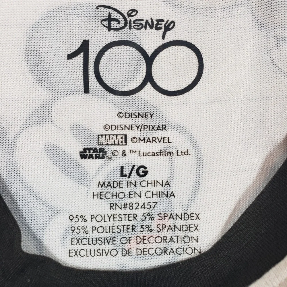Disney 100 Sketch Characters Mickey Stitch Baby Yoda Long‎ Sleeve Pajama Large